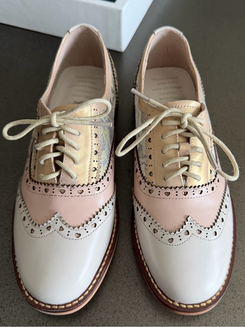 Nix + Ness Willa Cather Floral Leather Brogue Oxford Shoes US 6.5